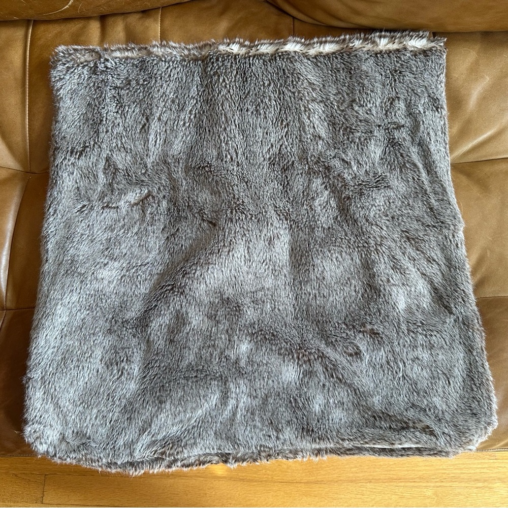 Restoration Hardware Grey Faux Fur Pillowcase